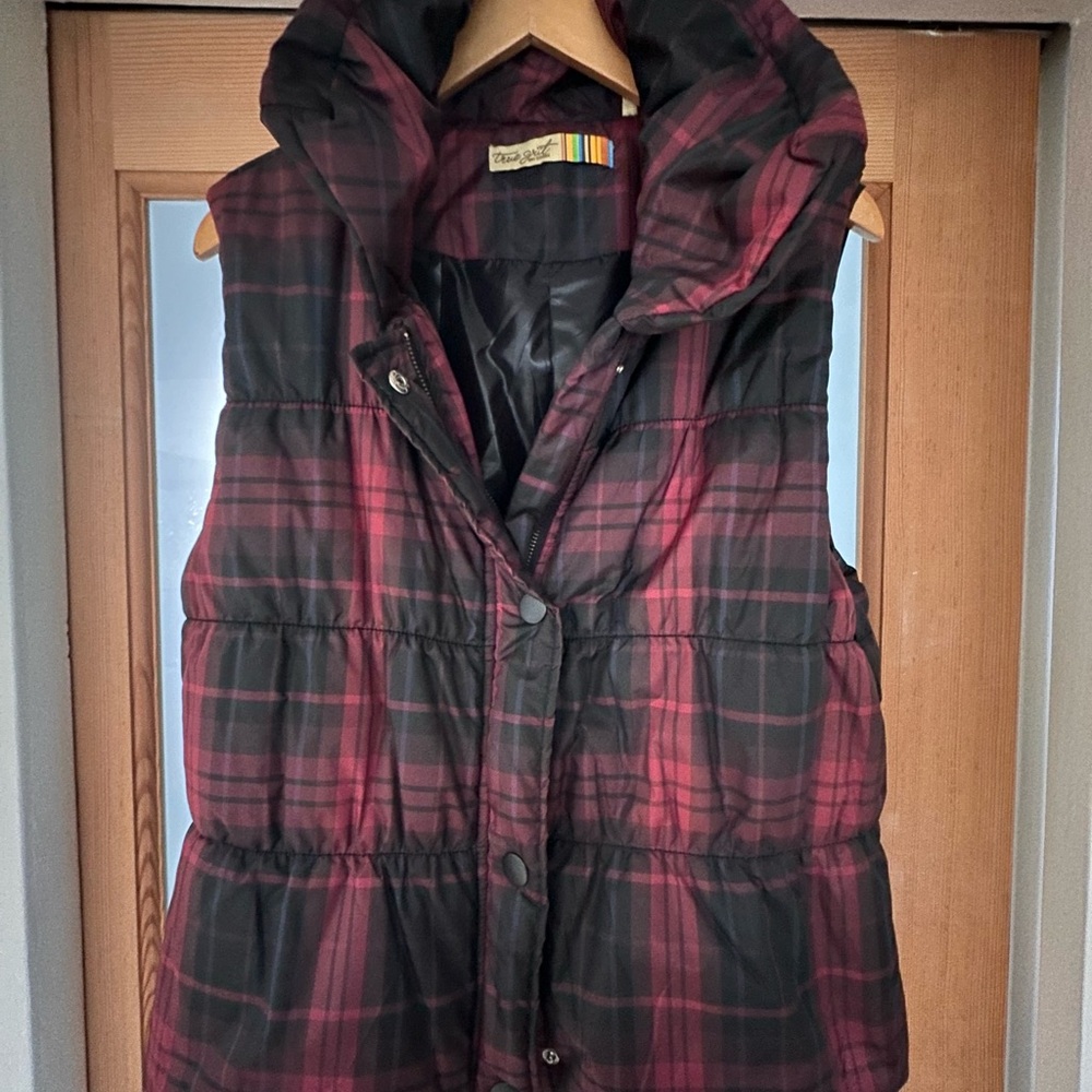 TRUE GRIT Plaid down lightweight Puffer Vest women's L